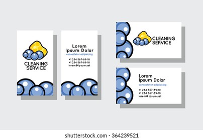 Set Of Business Cards For Cleaning Service