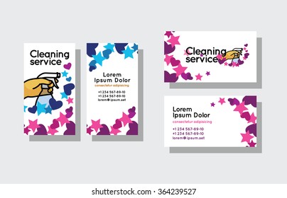 Set Of Business Cards For Cleaning Service