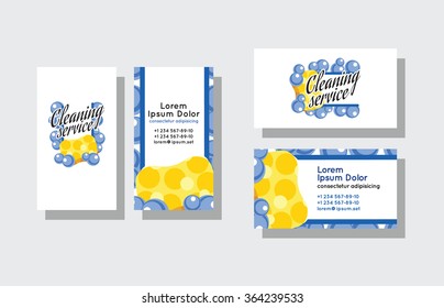 Set Of Business Cards For Cleaning Service