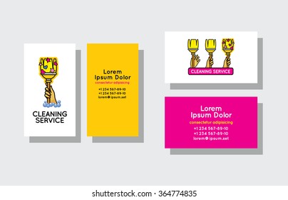 Set of business cards for cleaning service