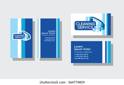 Set of business cards for cleaning service