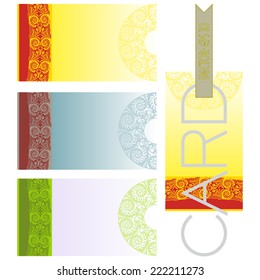 Set of business cards. Color decoration floral ornaments in pastel colors.Vector illustration.