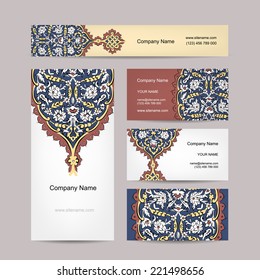 Set of business cards design, turkish ornament