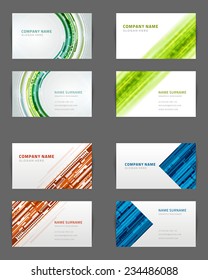 Set of Business Cards Design Vector Template Geometric Lines and Lights Abstract Backgrounds 