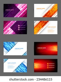 Conjunto de tarjetas de visita Diseño Plantilla de vectores Líneas geométricas y Luces Resumen de fondos 
