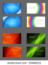 Set von Visitenkarten Design Vektor Template Geometrische Linien und Lichter Abstrakte Hintergründe 