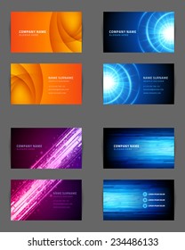Conjunto de tarjetas de visita Diseño Plantilla de vectores Líneas geométricas y Luces Resumen de fondos 