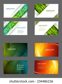 Set of Business Cards Design Vector Template Geometric Lines and Lights Abstract Backgrounds 