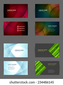 Set of Business Cards Design Vector Template Geometric Lines and Lights Abstract Backgrounds 