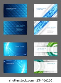 Set of Business Cards Design Vector Template Geometric Lines and Lights Abstract Backgrounds 