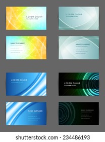 Set of Business Cards Design Vector Template Geometric Lines and Lights Abstract Backgrounds 