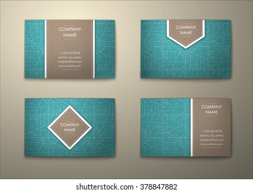 Gruppe von Visitenkarten mit geometrischem Muster. Minimalistischer Linearstil für Industrieunternehmen.