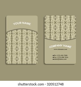 set of business cards with green mosaic pattern, for greeting, invitation card, or cover. Vector illustration