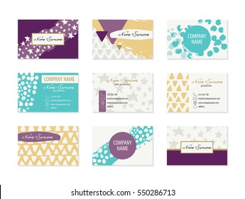 Set of Business Cards with hand drawn elements