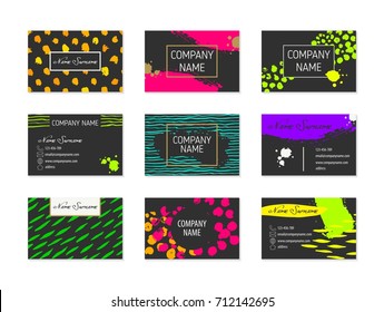 Set of Business Cards with hand drawn elements