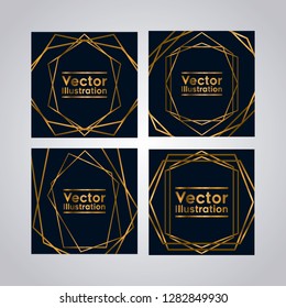 set of business cards with lines and figures