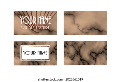 A set of business cards with a marble texture. To represent the construction business, the business related to the design of furniture, kitchens