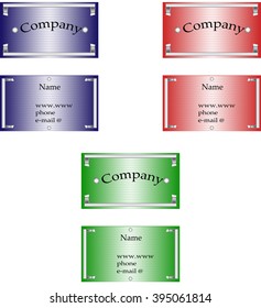 set of business cards with metallic elements