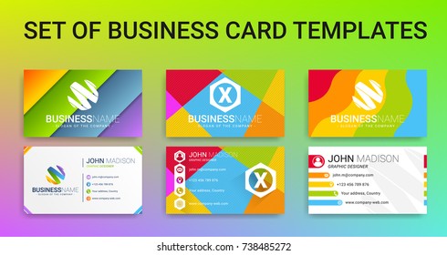 Set of business cards modern creative colorful templates