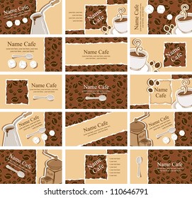 set of business cards on the coffee theme