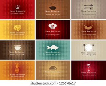 set of business cards on food and drink