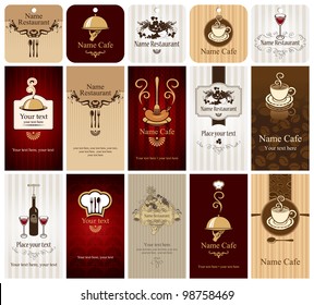 set of business cards on food and drink