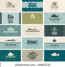 set of business cards on seafood