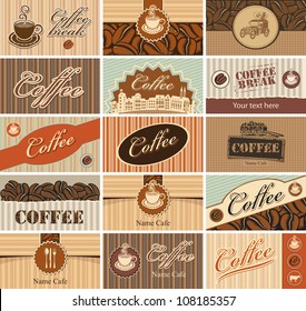 set of business cards on the theme of tea and coffee