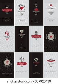 set of business cards on the theme of food and drinks