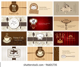 set of business cards on the theme of food and drink