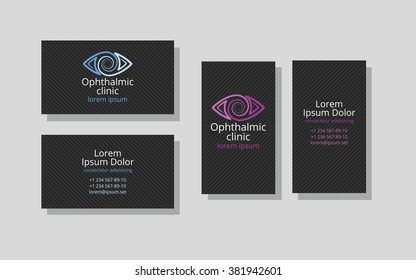 Set of business cards for ophthalmic clinic or eye clinic. Set. Ophthalmology. Donation retina. World glaucoma day
