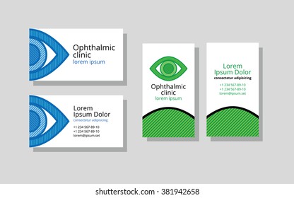 Set of business cards for ophthalmic clinic or eye clinic. Set. Ophthalmology. Donation retina. World glaucoma day