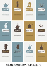 set of business cards for restaurant or cafe shop on tea and coffee