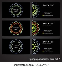 Set of business cards with spirograph background - Set 2 Vector illustration