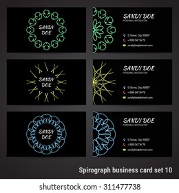 Set of business cards with spirograph background - Set 10 Vector illustration