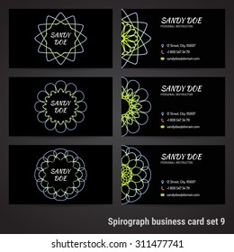Set of business cards with spirograph background - Set 9 Vector illustration