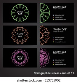Set of business cards with spirograph background - Set 11 Vector illustration