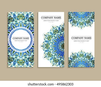 Set of business cards. Template of cover design color pattern. Colored vector illustration for corporate identity, individual cards, form style.