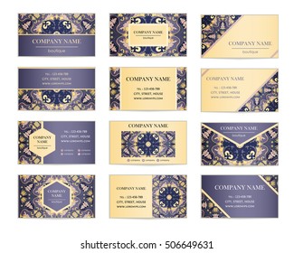 Set of business cards. Template of cover design color pattern. Colored vector illustration for corporate identity, individual cards, form style.