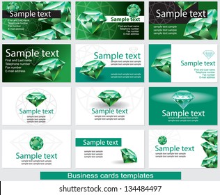 Set of business cards template with emerald