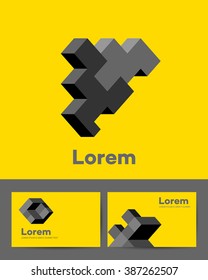 Set of business cards templates, pattern of cutaway with abstract shapes and elements, managing model construct. Conceptual morning coat, biz sample. 