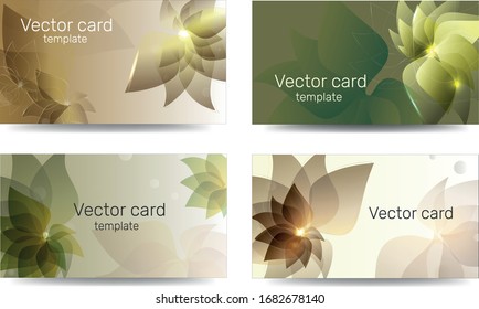 Set of business cards for text with a yellow gradient pattern. Abstract floral vector banners for corporate identity design.