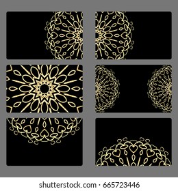 Set business cards. Vector mandala decor. arabic, indian, ottoman motifs. for invitation, flyer, card