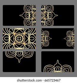 Set business cards. Vector mandala decor. arabic, indian, ottoman motifs. for invitation, flyer, card