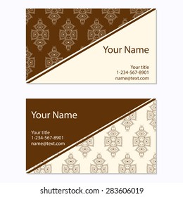 Set of  business cards. Vintage pattern in retro style with ornament