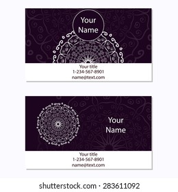 Set of  business cards. Vintage pattern in retro style with ornament