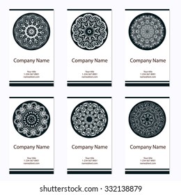 Set of  business cards. Vintage pattern in retro style with ornament