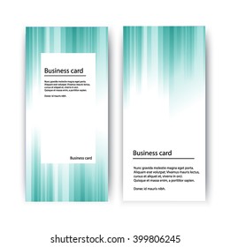 Set of business cards for your text. Abstract background with green stripes. Card with space for text
