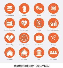 Set of Business Career Icon in Flat Design, Minimal Style, Vector 