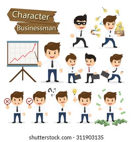 Set of business character expressing feeling and emotional concept vector illustration.